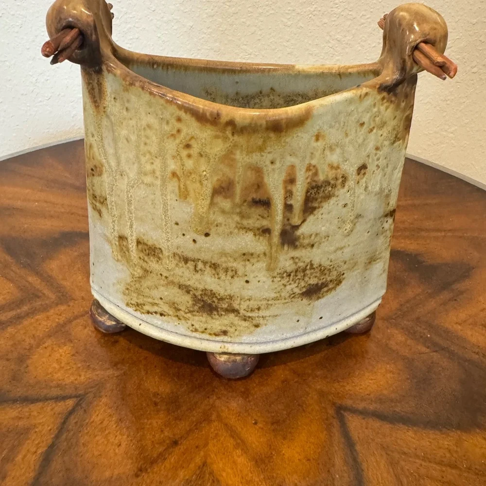 Betsy Gray Porcelain Rustic Vase Art Piece with Earthy Tones - Picture 10 of 13